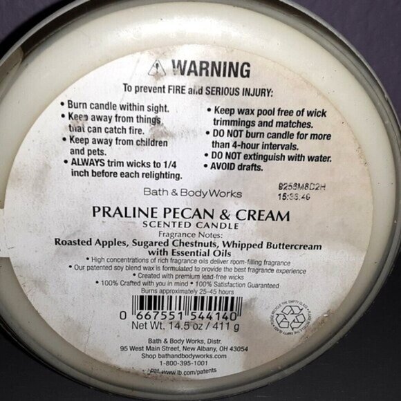 Bath & Body Works Praline Pecan & Cream Scented 3 Wick Jar Candle 14.5 oz - Picture 6 of 6